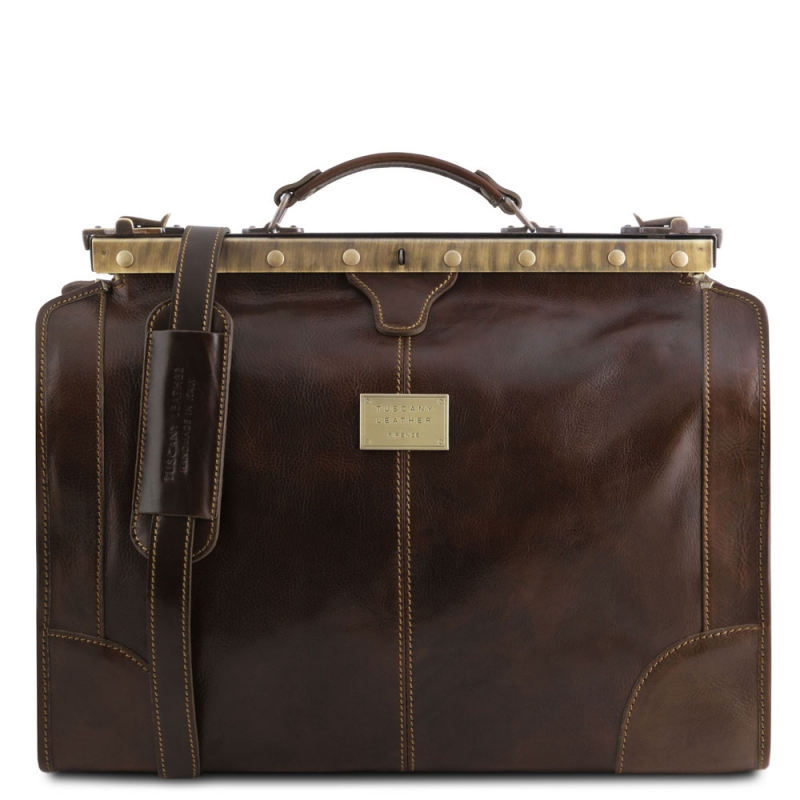 Leder Reisetasche im Doktortaschen-Design Madrid dunkelbraun Leder Reisetasche im Doktortaschen-Design Madrid dunkelbraun
