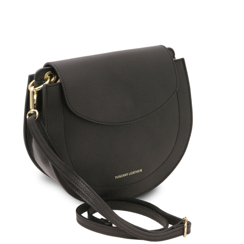 Satteltasche "Tiche" aus Leder schwarz Seite Satteltasche "Tiche" aus Leder schwarz Seite