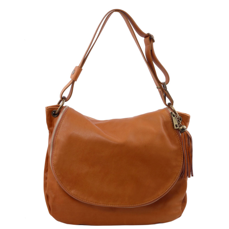 Tuscany Leather Schultertasche aus Leder Cognac Tuscany Leather Schultertasche aus Leder Cognac