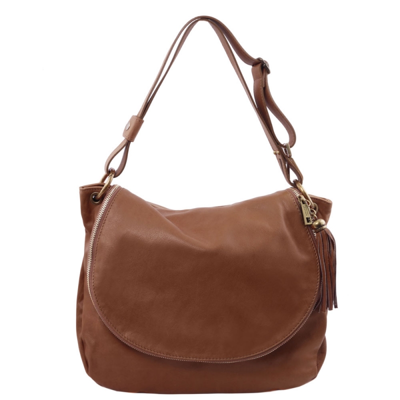Tuscany Leather Schultertasche aus Leder Zimt Tuscany Leather Schultertasche aus Leder Zimt