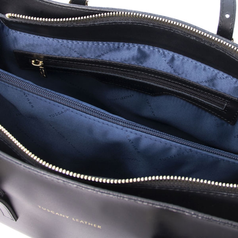 TL Bag Leder-Schultertasche schwarz Interieur TL Bag Leder-Schultertasche schwarz Interieur
