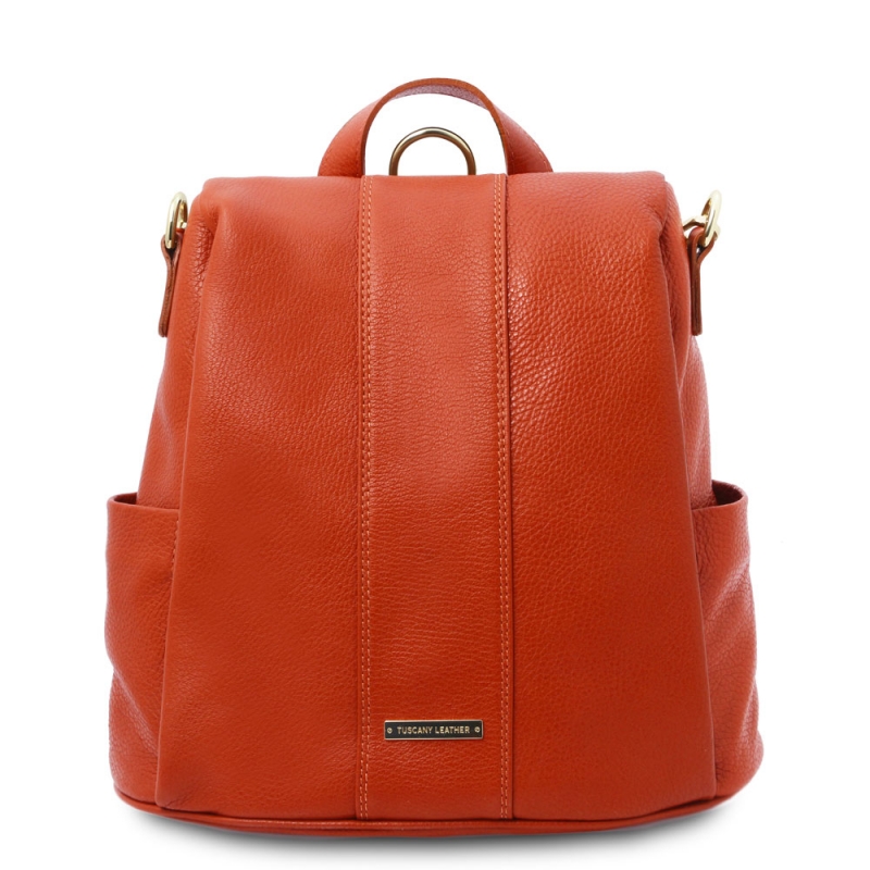 Leder-Rucksack Schultertasche brandy Leder-Rucksack Schultertasche brandy