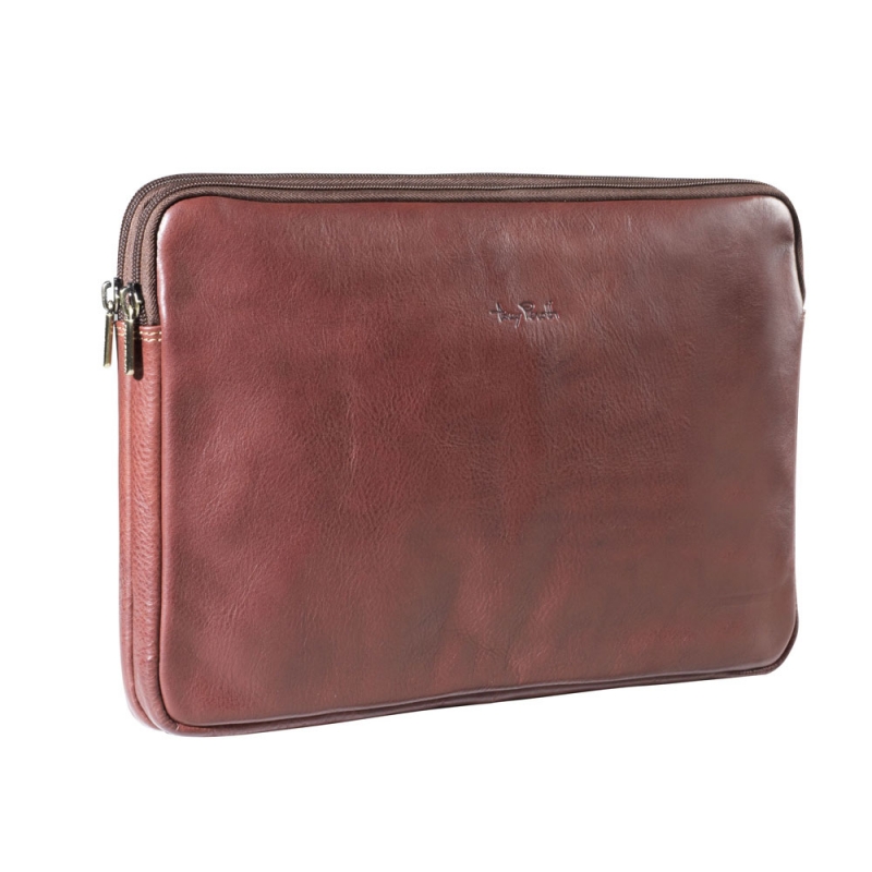 Tony Perotti Laptophülle aus Leder 13" dunkelbraun front Tony Perotti Laptophülle aus Leder 13" dunkelbraun front