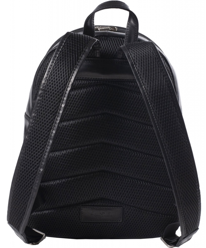 TP Rucksack aus Leder mit Tablet-Fach schwarz Rückseite TP Rucksack aus Leder mit Tablet-Fach schwarz Rückseite