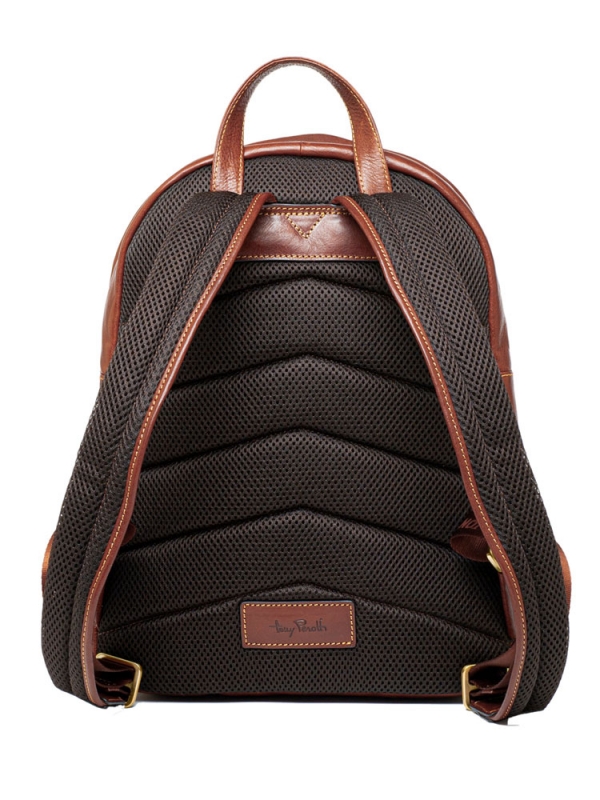 TP Rucksack aus Leder mit Tablet-Fach braun Rückseite TP Rucksack aus Leder mit Tablet-Fach braun Rückseite
