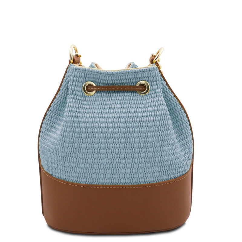 TL bag Beuteltasche Leder Himmelblau Rückseite TL bag Beuteltasche Leder Himmelblau Rückseite