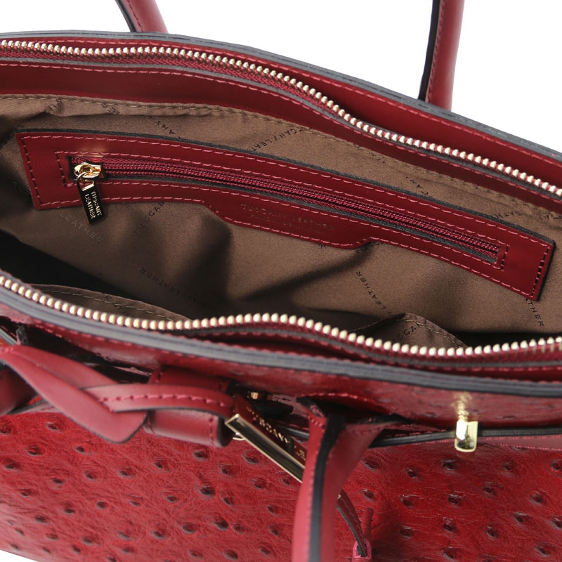 Tuscany Leather Handtasche Straußenleder-Optik Interieur-1
