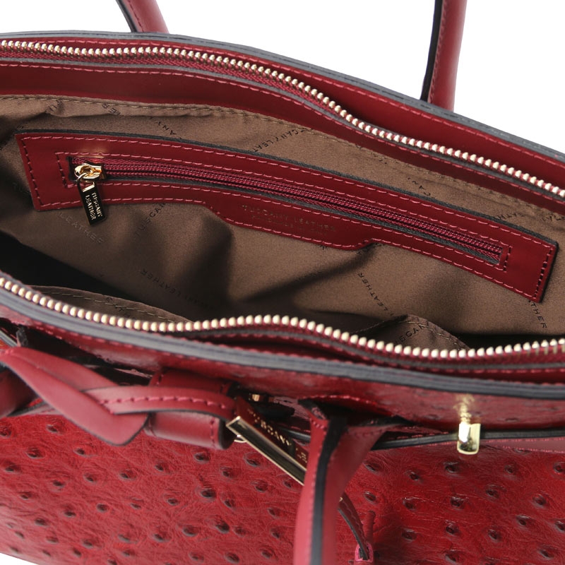 Tuscany Leather Handtasche Straußenleder-Optik Interieur-1 Tuscany Leather Handtasche Straußenleder-Optik Interieur-1