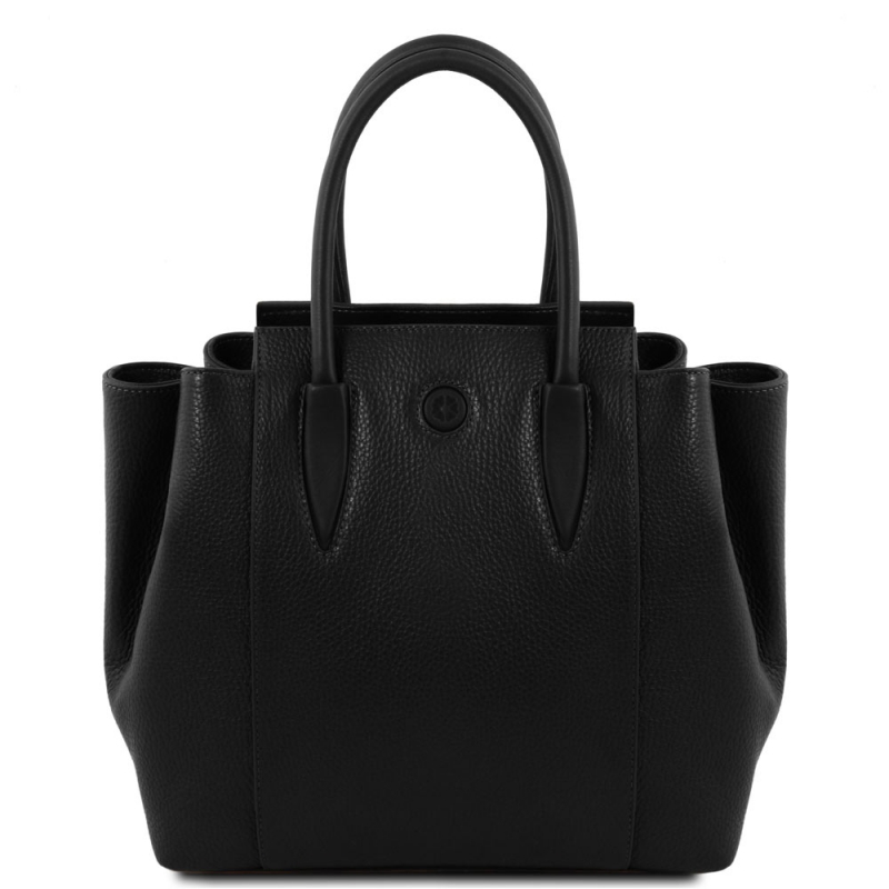 Leder-Handtasche Tulipan schwarz Leder-Handtasche Tulipan schwarz
