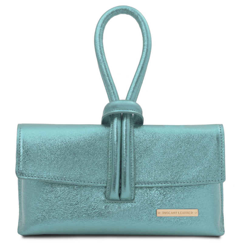 Tuscany Leather Clutch Metallic-Leder hellblau Tuscany Leather Clutch Metallic-Leder hellblau