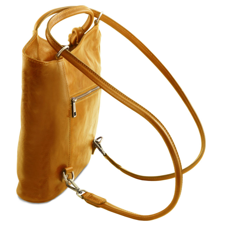 Leder Schultertasche Rucksackfunktion