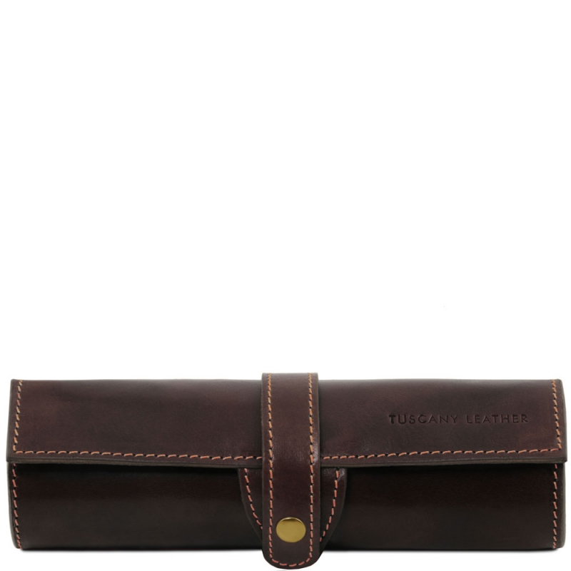 Tuscany Leather Stifte-Etui aus Leder dunkelbraun Tuscany Leather Stifte-Etui aus Leder dunkelbraun