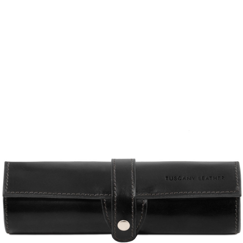 Tuscany Leather Stifte-Etui aus Leder schwarz Tuscany Leather Stifte-Etui aus Leder schwarz
