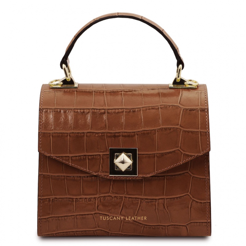 Mini-Handtasche "Atena" kroko braun Mini-Handtasche "Atena" kroko braun