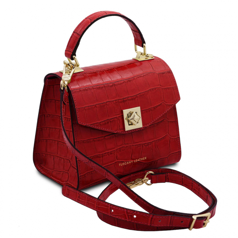 Mini-Handtasche "Atena" Kroko Seite Mini-Handtasche "Atena" Kroko Seite