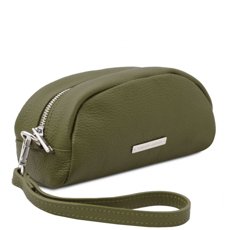Tuscany Leather Kosmetiktasche Clutch Olivgrün