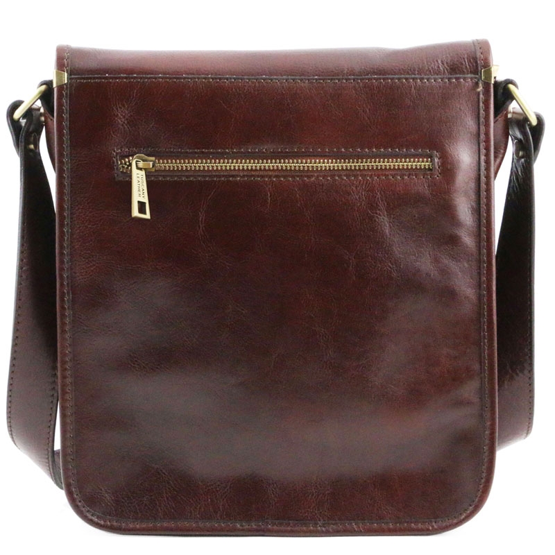 TL Messenger Leder-Umhängetasche braun Rückseite TL Messenger Leder-Umhängetasche braun Rückseite