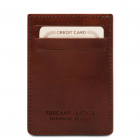 Leder-Etui für Karten mit Scheinklammer braun
