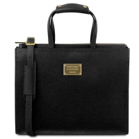 Saffiano-Leder Aktentasche Palermo schwarz