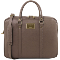 Saffiano-Leder Aktentasche Prato dunkel-taupe