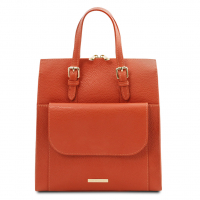 Damen Rucksack Ledertasche brandy