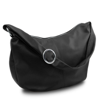 Leder-Beuteltasche Yvette schwarz