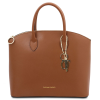TL KeyLuck Shopper aus Leder cognac