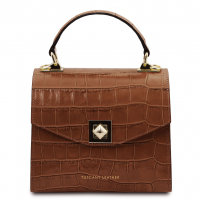 Mini-Handtasche "Atena" kroko braun